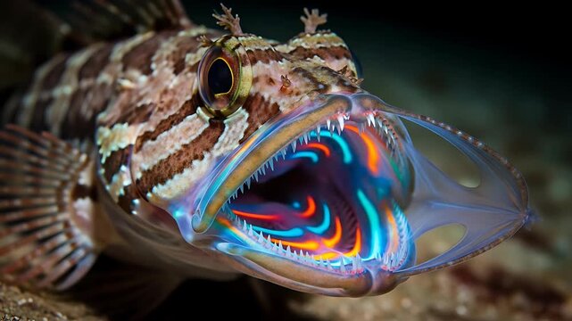 Lizardfish Open Mouth Display: Underwater Predator