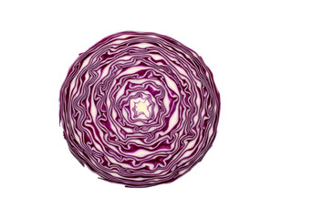 Vibrant red cabbage cross section detail view