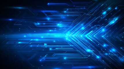 Dynamic digital energy flows converge and move rapidly toward the viewer across a dark background