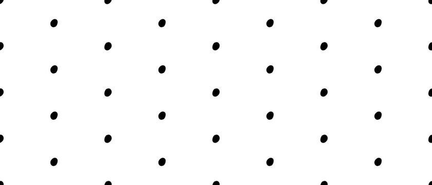 Simple black polka dots on white seamless background. Minimal sprinkle pattern with random small elements. Vector illustration on an isolated background.