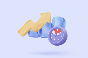 3d statistic graph icon for investment diagram report. creative solution concept on pastel background. Goal for business, bank, finance. 3d analysis investment graph vector icon render illustration