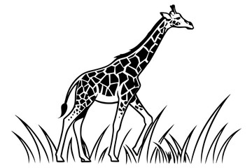 Abstract giraffe silhouette with cracked pattern on black background