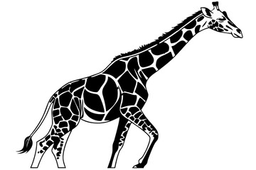 Abstract white giraffe silhouette against a black background