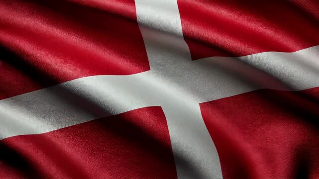danish flag of denmark waving in the wind