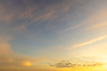 Fototapeta premium Sky and clouds backdrop during sunrise and sunset,Beautiful Panoramic View of Cloudscape during a colorful sunset or sunrise. Taken on the West Coast of British Columbia, Canada.