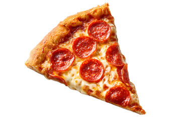 Mouthwatering Slice of Pepperoni Pizza with Melted Cheese and Crispy Crust on a Black Backdrop for an Appetizing Visual