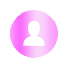Silhouette of a person in a pink circle isolated on transparent background, a simple user icon