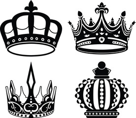 Crown EPS, Vector Images Black and White 