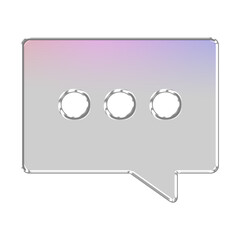 Silver speech bubble with three dots isolated on transparent background, a symbol of communication and dialogue