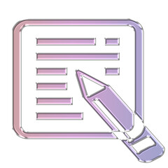 Note icon isolated on transparent background, representing a document with a pencil for editing