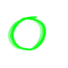 Green circle scribble isolated on transparent background, hand drawn with marker, sketch style