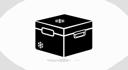 Black and White Illustration of a Freezer Box.