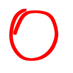 Red circle isolated on transparent background, a simple shape drawn with a thick marker line