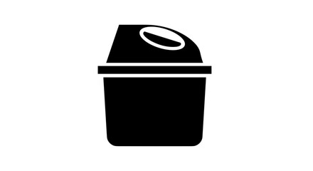 Black and White Trash Can Icon Illustration.