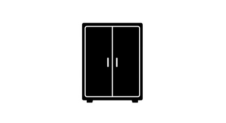 Black and White Wardrobe Icon Illustration for Storage.
