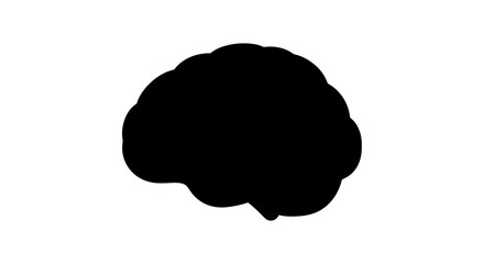 Black Brain Silhouette on White Background for Creative Projects.