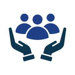 Hands caring for group of people icon