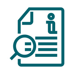 Document analysis with magnifying glass and information icon