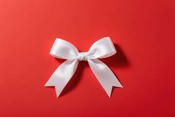 white satin bow on red backdrop for boutique packaging