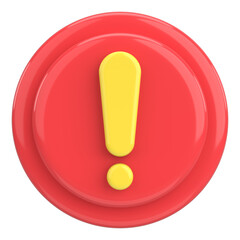 Warning sign. Exclamation mark. 3D illustration.