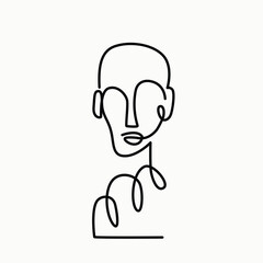abstract face one line drawing. abstract face single line illustration. abstract face minimalist line art. abstract face vector art