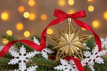 Festive holiday greeting, Vintage Christmas design with candles and berries