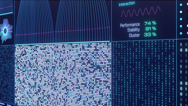 Futuristic user interface, big data, deep learning, machine learning, encryption. Data processing, technology, AI artificial intelligence system, science,  analyzing, connection, data stream, binary c