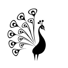 Elegant peacock silhouette, perfect for upscale branding, refined logos, or artistic designs projects