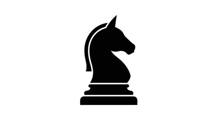 Elegant Black Knight Chess Piece Silhouette on White Background. © Riskii