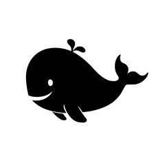 Charming whimsical whale silhouette for kids designs, ocean themes, and marine life projects alike