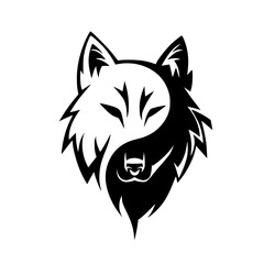 Fototapeta premium Striking yin yang wolf head symbol, powerful expression of balance and duality for your brand