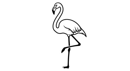 Fototapeta premium Elegant Flamingo Illustration A Graceful Bird in Black and White 1.