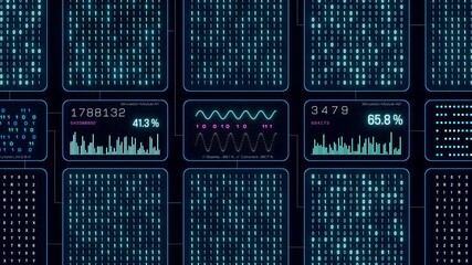 Data processing, deep learning, big data, binary code, machine learning. Technology, science, analysis, connection, data stream, encryption. 3D animation - Powered by Adobe
