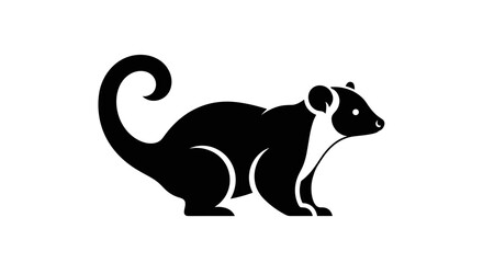 Elegant Silhouette of a Common Brushtail Possum Illustration.