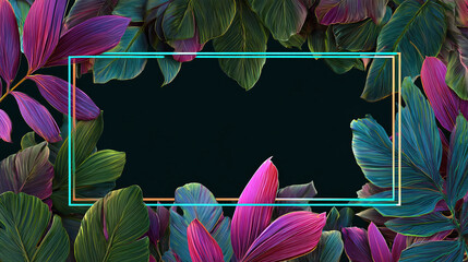 Vibrant foliage framing an empty rectangle, ideal for text or design, evokes a sense of nature's elegance and artistic potential