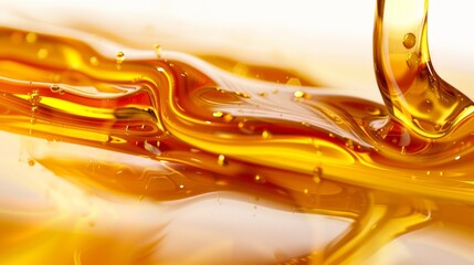 Golden streams of honey dripping from a spoon emphasise the naturalness and richness of the product — an excellent backdrop for culinary blogs or healthy eating advertisements.
