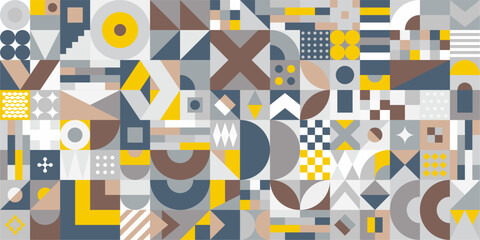 Seamless Abstract Vector Bauhaus Geometric Pattern Design Background Art
