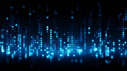 Glowing blue digital particles visualize dynamic data streams against a dark background