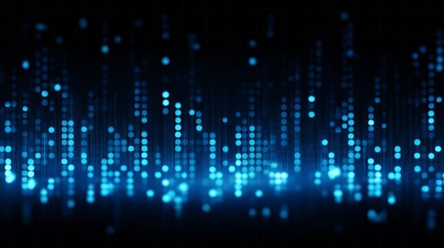 Glowing blue digital particles visualize dynamic data streams against a dark background - Powered by Adobe