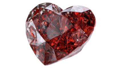 Heart shaped diamond featuring brilliant faceted surface with sparkling clarity and elegant gemstone detail isolated on white background.