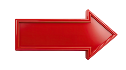  Red directional arrow with bold pointed shape and strong guiding visual form presented in clean layout isolated on white background.