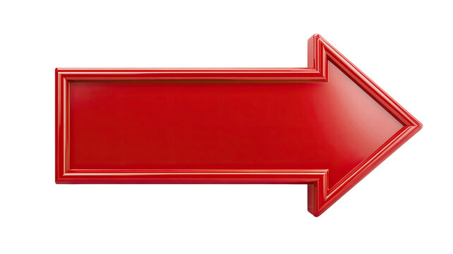  Red directional arrow with bold pointed shape and strong guiding visual form presented in clean layout isolated on white background.