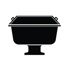 Black silhouette serving dish with handles on pedestal