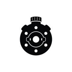 Black silhouette vintage diving helmet with circular window