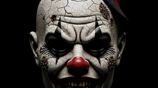 Terrifying Clown Face - A Haunting Portrait of Horror and Fear.