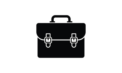 Classic black briefcase icon with buckle closures