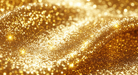 A bright and dynamic gold glitter background filled with rich reflections and soft glowing highlights, delivering a luxurious, high-energy festive texture ideal for Christmas designs, New Year visuals