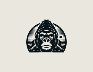 Gorilla Island black vector logo illustration
