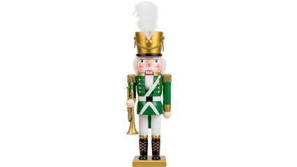 Fototapeta premium Isolated classic toy soldier statue for Christmas celebration on neutral background