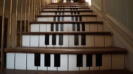 Fototapeta premium Piano-key patterned wooden staircase